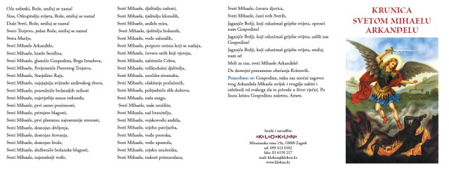 Molitvena kartica - Krunica svetom Mihaelu Arkanđelu
